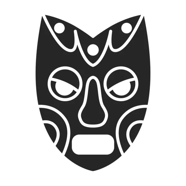 Tribal afrikaanse masker vector icon.Black vector pictogram geïsoleerd op witte achtergrond tribal afrikaanse masker. — Stockvector