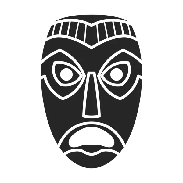 Icono de vector de máscara africana tribal. Icono de vector negro aislado sobre fondo blanco máscara africana tribal . — Vector de stock
