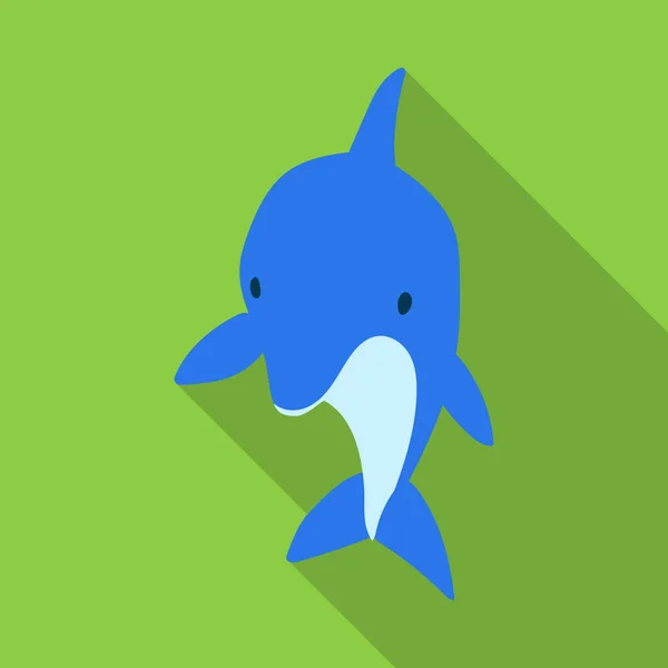 Icono de vector de delfín azul. Icono de vector plano aislado sobre fondo blanco Delfín azul  . — Vector de stock