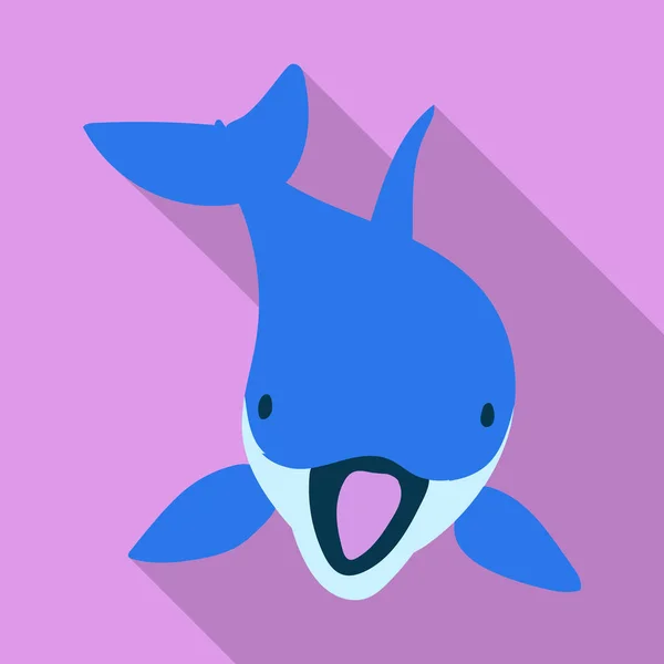 Ícone vetorial golfinho azul.Ícone vetorial plano isolado no fundo branco golfinho azul  . — Vetor de Stock