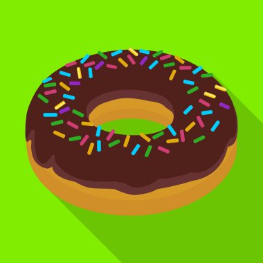 Chocolate doughnut vector icon.Flat vector icon isolated on white background chocolate doughnut.