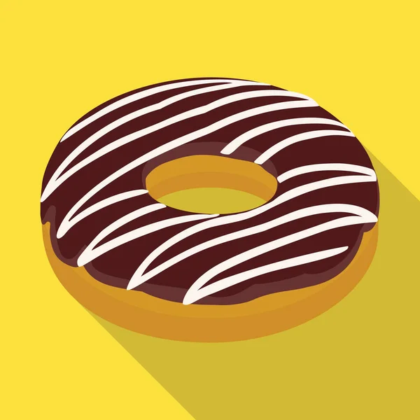 Chocolate doughnut vector icon.Flat vector icon isolated on white background chocolate doughnut. — Stockvektor