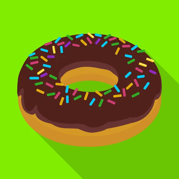 Chocolate doughnut vector icon.Flat vector icon isolated on white background chocolate doughnut. — 图库矢量图片