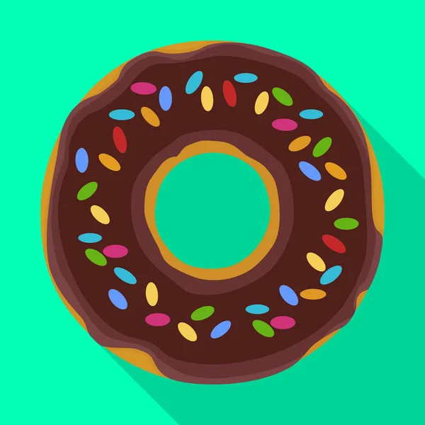 Chocolate doughnut vector icon.Flat vector icon isolated on white background chocolate doughnut. — 图库矢量图片