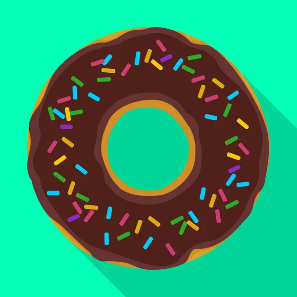 Chocolate doughnut vector icon.Flat vector icon isolated on white background chocolate doughnut. — 图库矢量图片