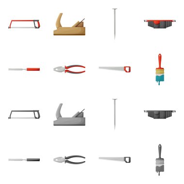 Vector design of household and repair symbol. Set of household and overhaul stock symbol for web.