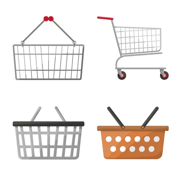 Vector design of cart and supermarket sign. Collection of cart and pushcart vector icon for stock. — 图库矢量图片