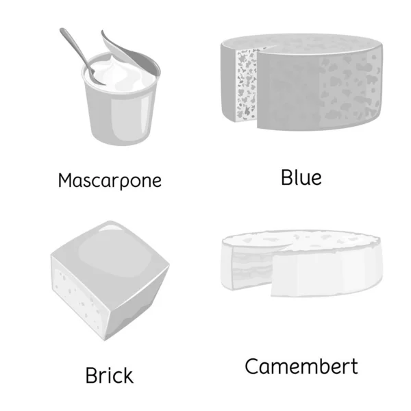Illustration vectorielle du signe alimentaire et laitier. Ensemble de nourriture et petit déjeuner icône vectorielle pour le stock . — Image vectorielle