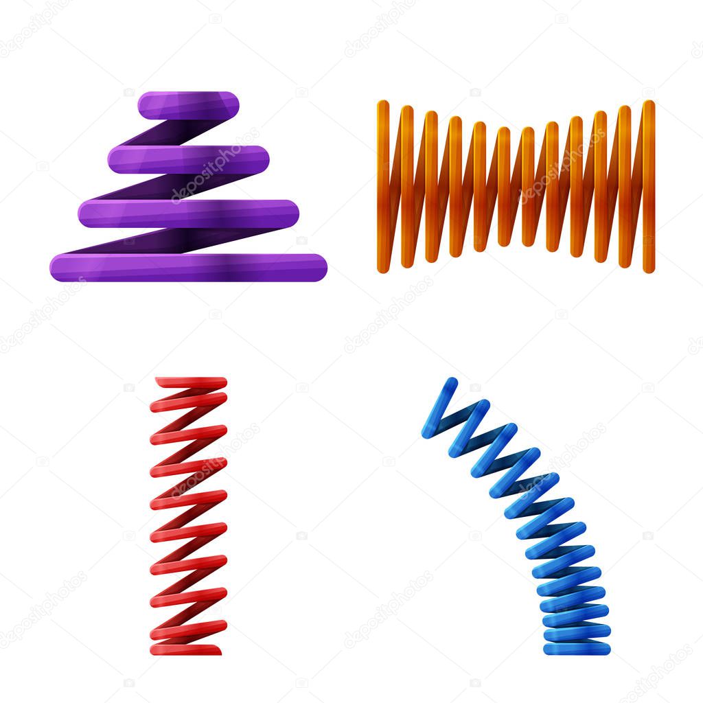 Vector illustration of flexible and spiral logo. Collection of flexible and pressure stock symbol for web.