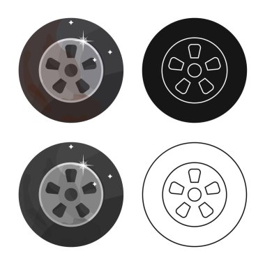 Vector design of car and wheel logo. Collection of car and tire stock vector illustration.