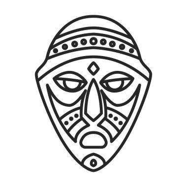 African mask vector icon.Outline vector icon isolated on white background african mask.