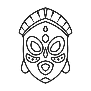 African mask vector icon.Outline vector icon isolated on white background african mask.