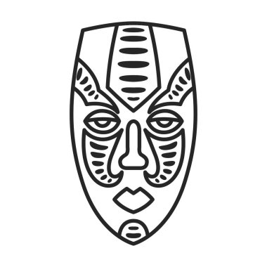 African mask vector icon.Outline vector icon isolated on white background african mask.