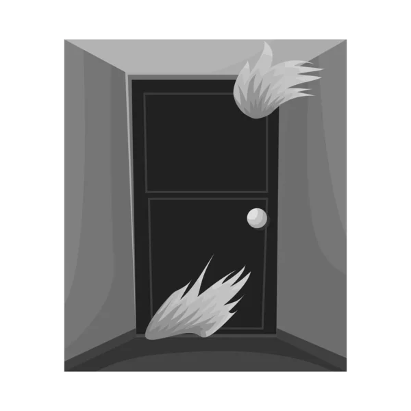 Vector illustration of door and flame icon. Set of door and exit stock symbol for web. — Stock Vector