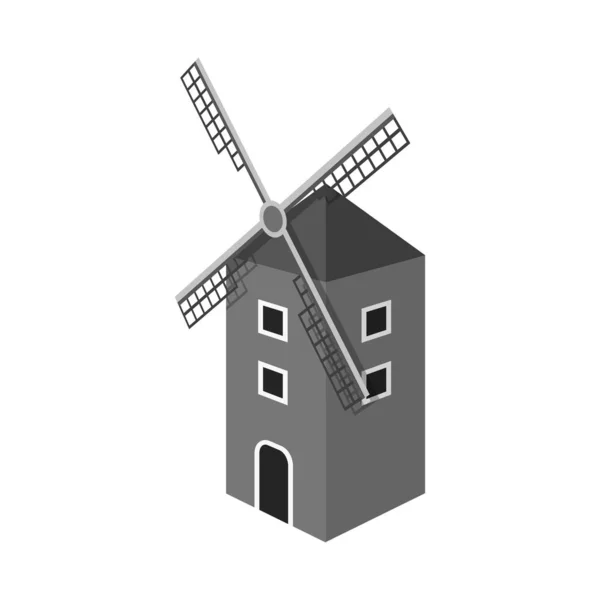 碾磨小麦标志的矢量设计.Set of mill and windmill vector icon for stock. — 图库矢量图片