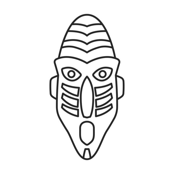 Tribal african mask vector icon.Outline vector icon isolated on white background tribal african mask.