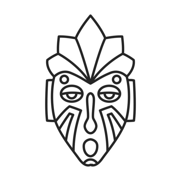 African mask vector icon.Outline vector icon isolated on white background african mask.