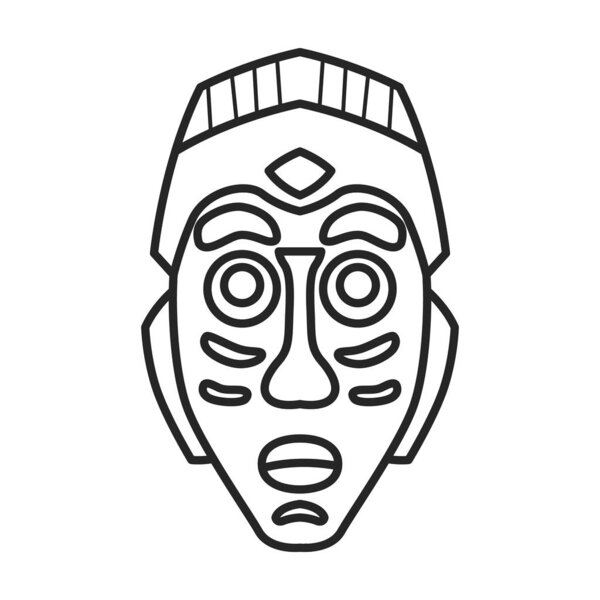 Tribal african mask vector icon.Outline vector icon isolated on white background tribal african mask.