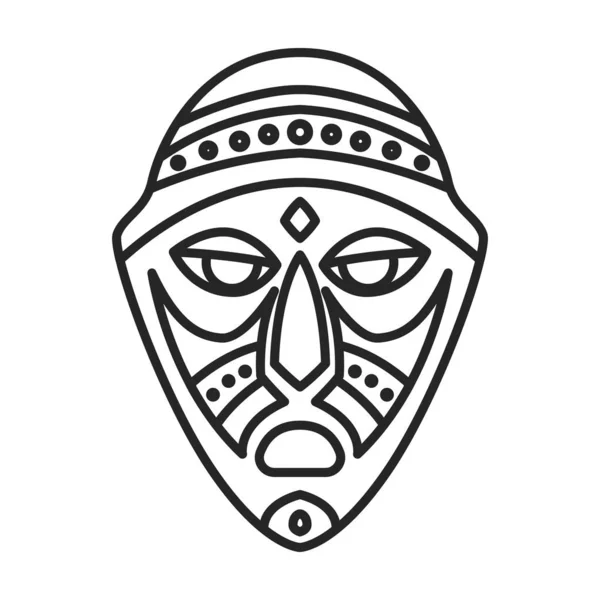 African mask vector icon.Outline vector icon isolated on white background african mask. — Stockvector