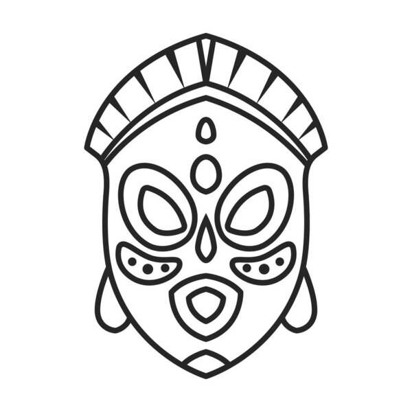African mask vector icon.Outline vector icon isolated on white background african mask.