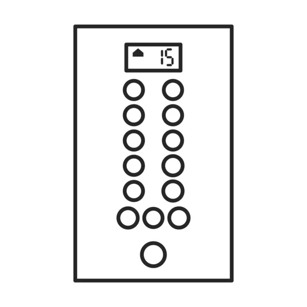Botão do ícone do vetor do elevador.Ícone do vetor do contorno isolado no botão de fundo branco do elevador  . — Vetor de Stock