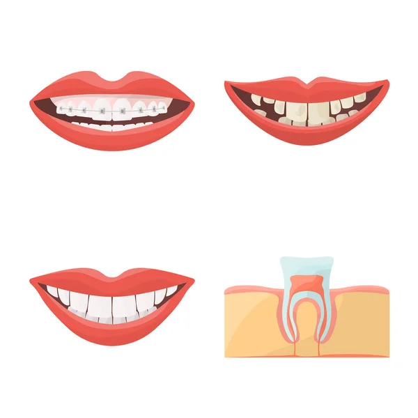 Illustration vectorielle du symbole stomatologie et dentisterie. Ensemble de stomatologie et symbole de stock de dentiste pour le web . — Image vectorielle