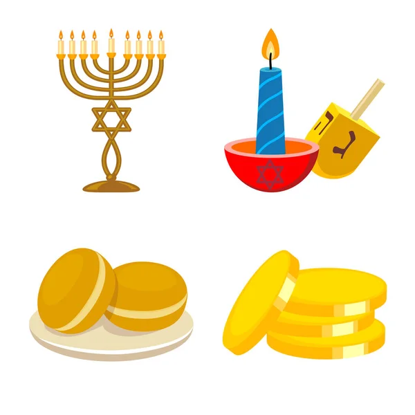 Ilustración vectorial de hanukkah y símbolo de regalo. Colección de hanukkah y el icono del vector de saludo para la acción . — Archivo Imágenes Vectoriales