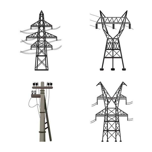 Vector illustratie van elektriciteit en lijn symbool. Verzameling van elektriciteit en transmissie vector pictogram voor voorraad. — Stockvector