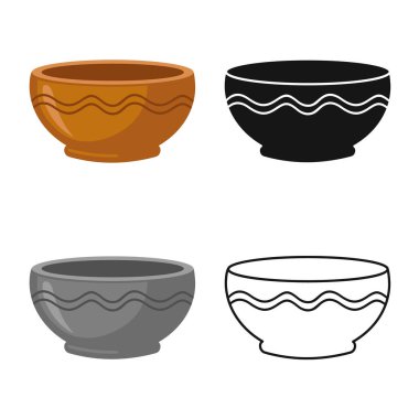 Kasenin ve seramik işaretin vektör çizimi. Stok için kase ve kabın vektör simgesi grafiği.