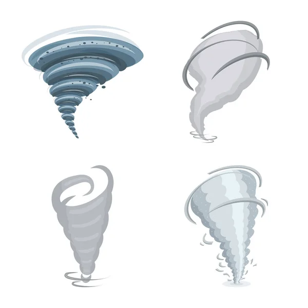 Illustrazione vettoriale del vortice e del segno vorticoso. Set di turbinii e cicloni stock symbol per il web . — Vettoriale Stock