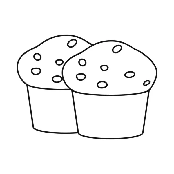 カップケーキと誕生日のロゴの隔離されたオブジェクト。Web用カップケーキとケーキストックシンボルのセット. — ストックベクタ