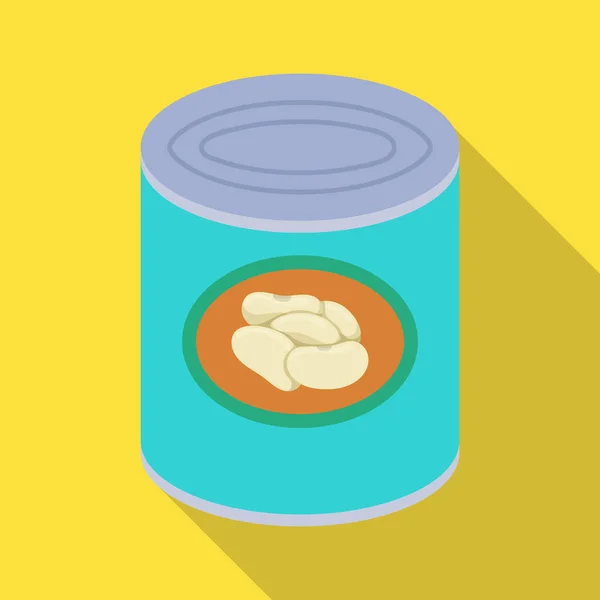 Can of bean vector icon.Flat vector icon isolated on white background can of bean . — Stock Vector