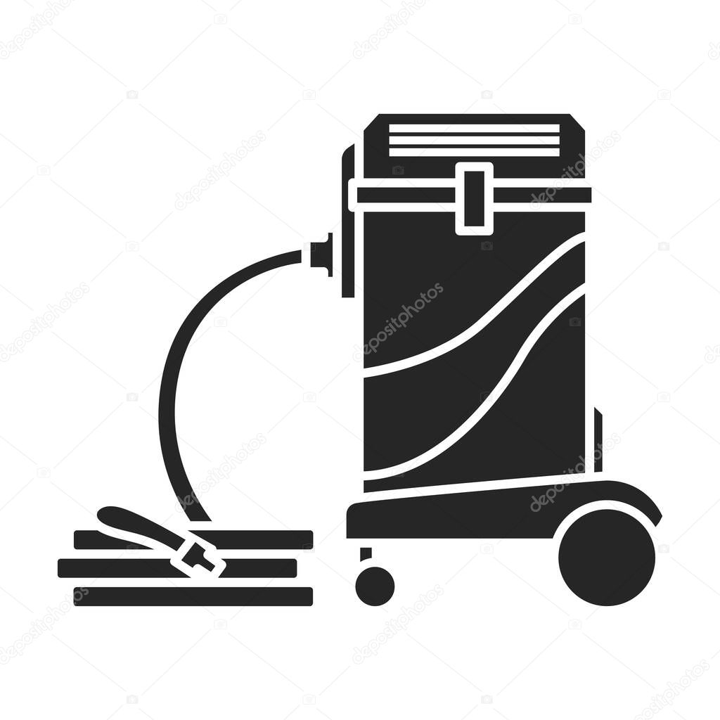 Vacuum cleaner vector icon.Black vector icon isolated on white background vacuum cleaner .