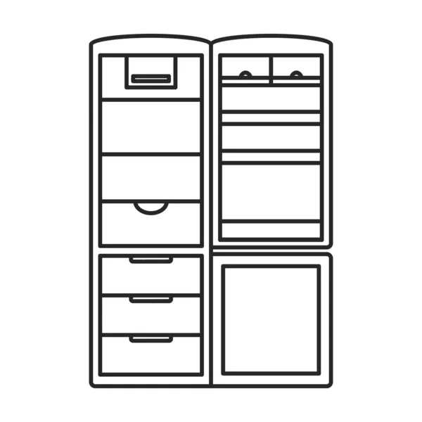 Ícone de vetor moderno do refrigerador icon.Outline vetor isolado no fundo branco frigorífico moderno . — Vetor de Stock