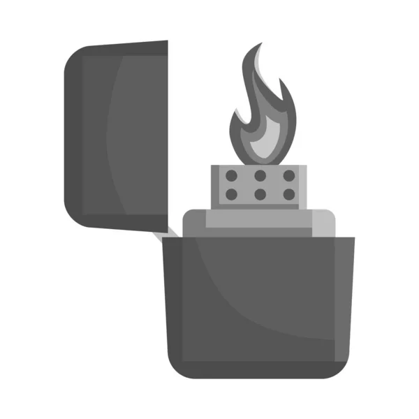 Vektordesign von Feuerzeug und Butan-Symbol. Grafik des Feuerzeugs und Flammenvektorsymbols für Aktien. — Stockvektor