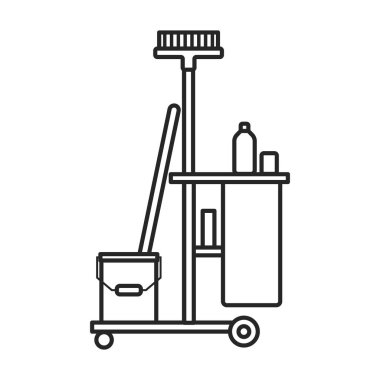 Cleaning of trolley vector icon.Outline vector icon isolated on white background cleaning trolley.