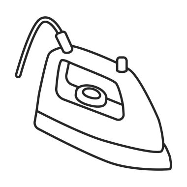 Steam iron for home clothes vector Outline icon.Outline illustration of laundry appliance and hot steam iron.