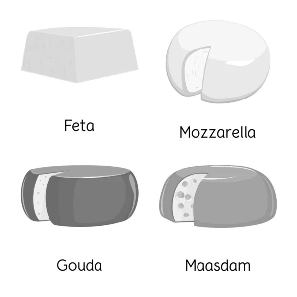 Векторні ілюстрації харчового та молочного логотипу. Колекція їжі та сніданку Векторні ілюстрації . — стоковий вектор