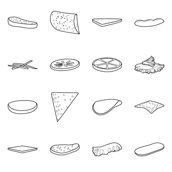 Ilustração vetorial de fast food e símbolo ingrediente. Conjunto de fast food e cozinha estoque vetor ilustração . — Vetor de Stock