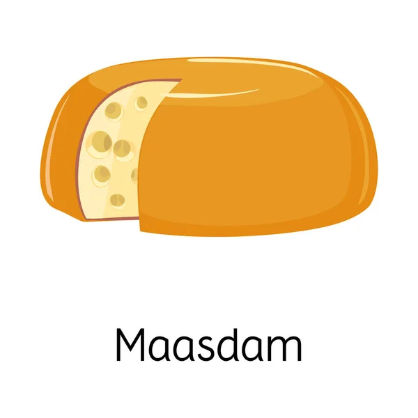 Enskilt föremål för ost och maasdamsymbol. Webb inslag av ost och bit stock vektor illustration. — Stock vektor