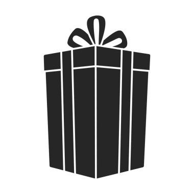 Hediye kutusu vektör simgesi. Siyah vektör simgesi beyaz arkaplan hediye kutusunda izole edildi.