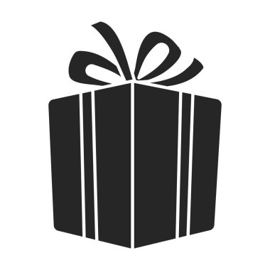 Hediye kutusu vektör simgesi. Siyah vektör simgesi beyaz arkaplan hediye kutusunda izole edildi.