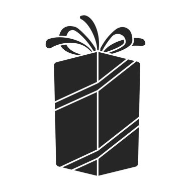 Hediye kutusu vektör simgesi. Siyah vektör simgesi beyaz arkaplan hediye kutusunda izole edildi.