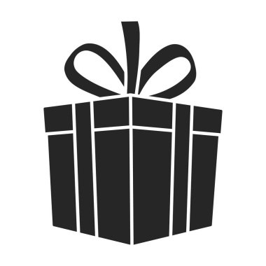 Hediye kutusu vektör simgesi. Siyah vektör simgesi beyaz arkaplan hediye kutusunda izole edildi.