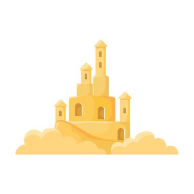 Kumdan kale vektör simgesi. Karikatür vektör simgesi beyaz arkaplan kum kalesinde izole edilmiş. .