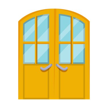 Kapı vektör simgesi. Beyaz arkaplan kapısında karikatür vektör simgesi izole edildi .