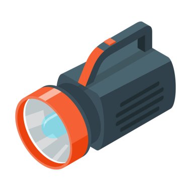 El feneri izometrik vektör simgesi. Çizgi film vektör simgesi beyaz arkaplan fenerinde izole edildi.