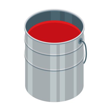 Kova boyası izometrik vektör simgesi. Çizgi film vektör simgesi beyaz arkaplan boyası üzerinde izole edilmiş. .