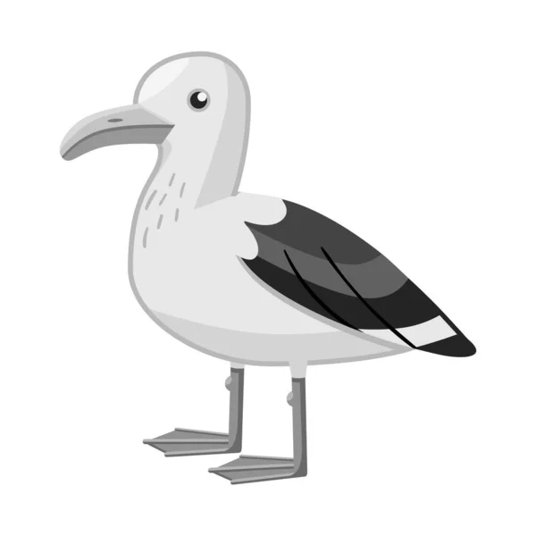 Ilustração vetorial da gaivota e do sinal do pássaro. Conjunto de gaivota e ícone do vetor do mar para estoque . — Vetor de Stock