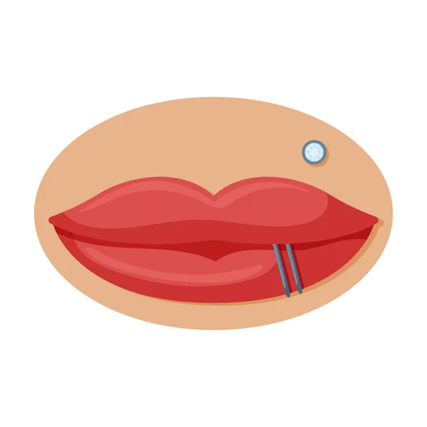Piercing boca vector icon.Cartoon logotipo del vector aislado en la boca perforante fondo blanco  . — Vector de stock